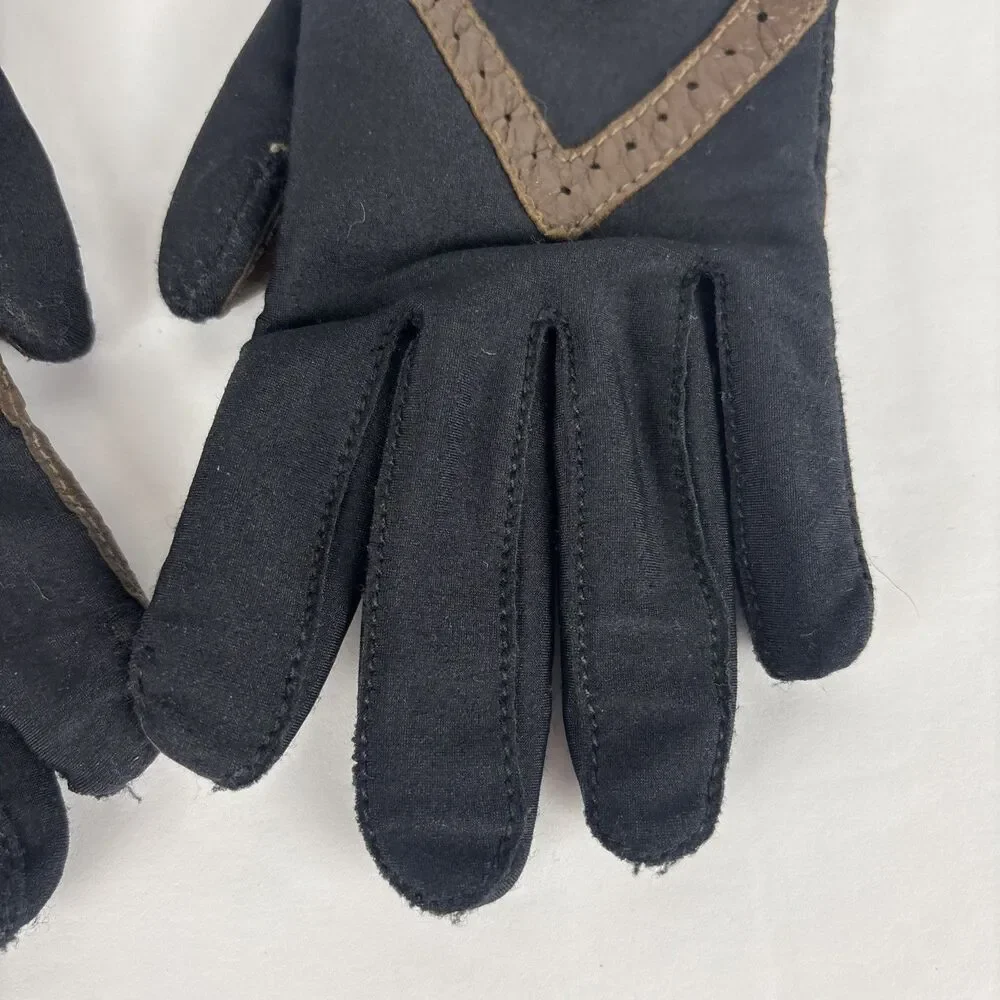 Vintage Aris Isotoners Black with Brown One Size Lined Driving